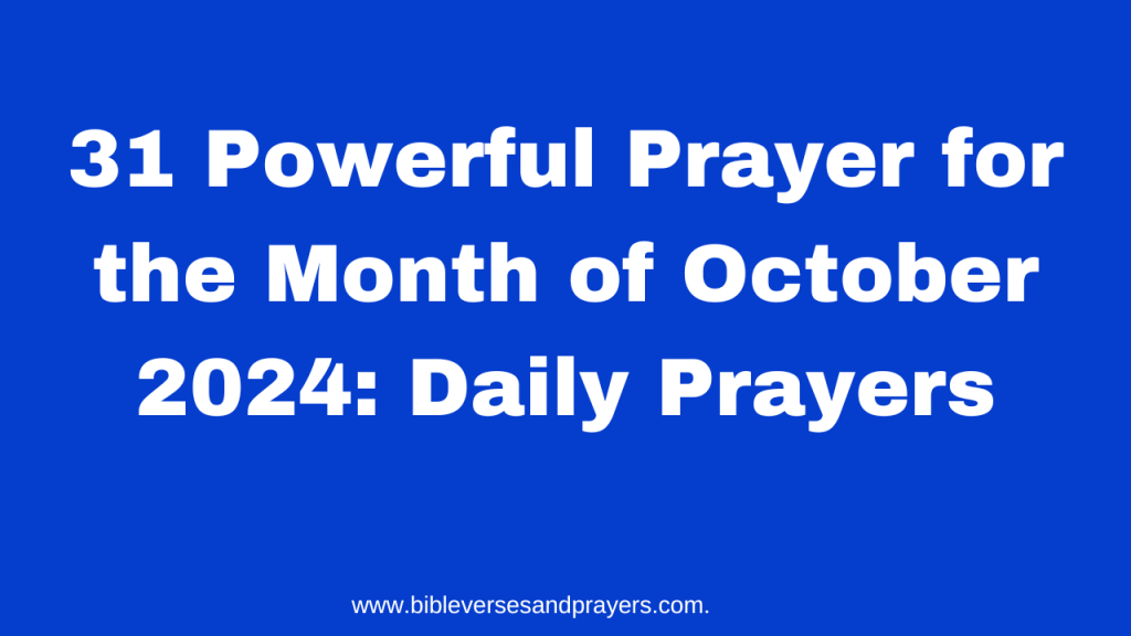 Prayer for the Month of October