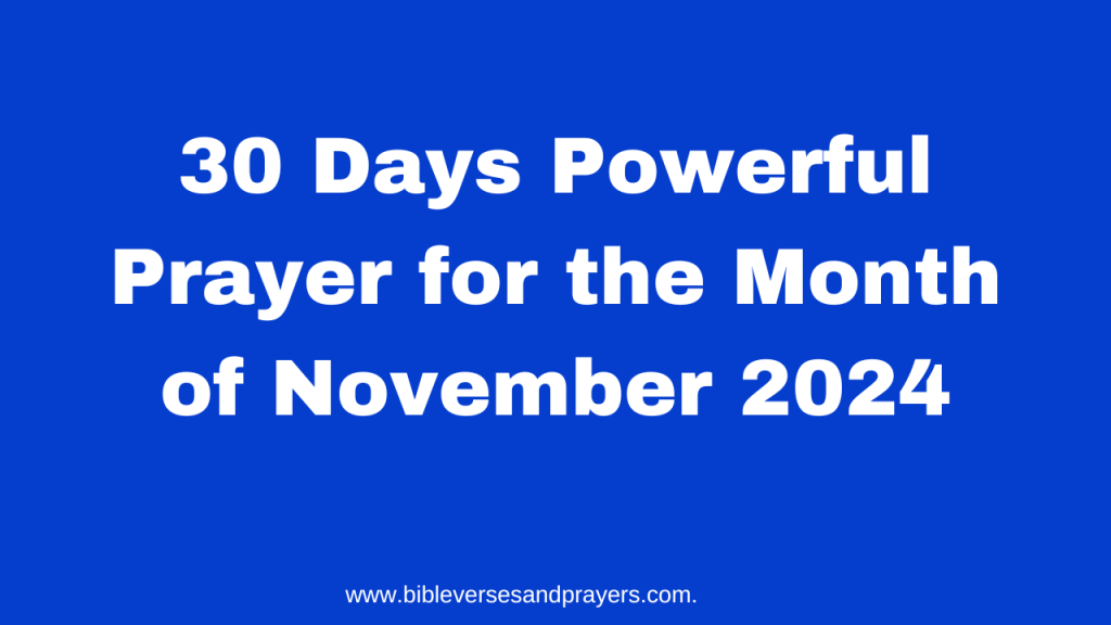 prayer for the month of November