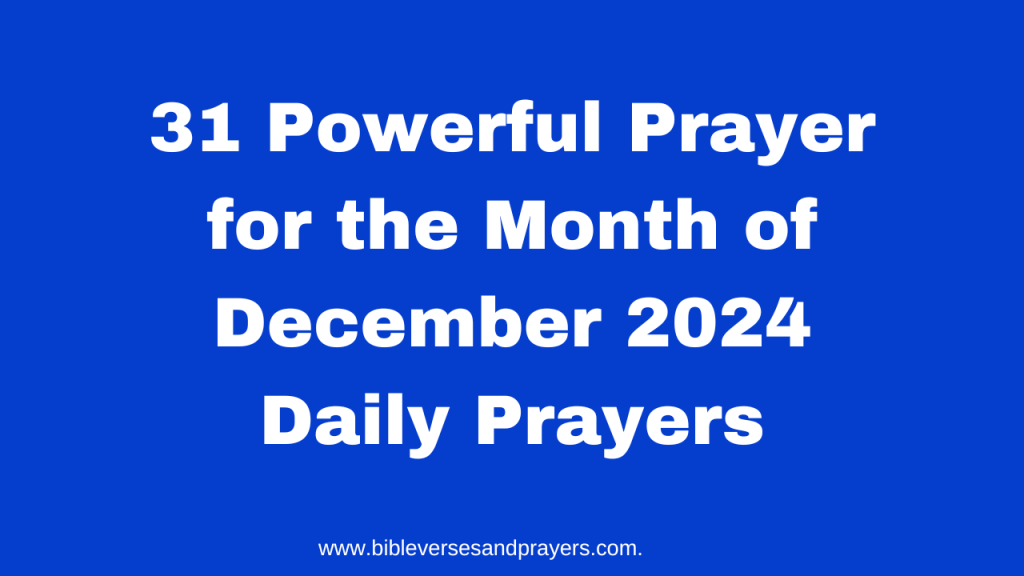 Prayer for the Month of December