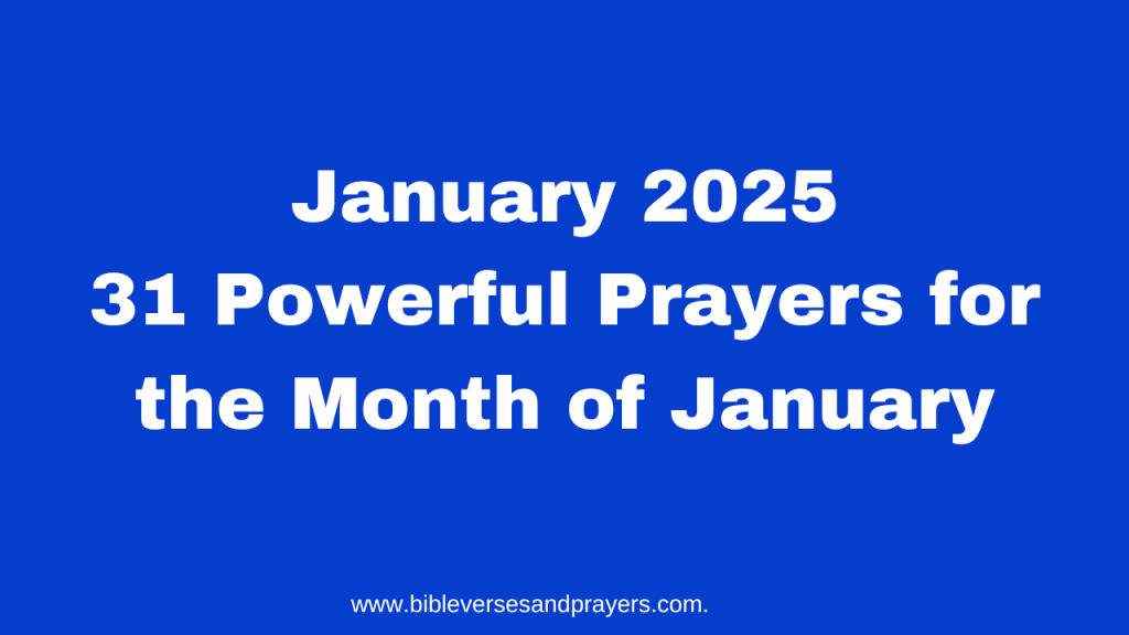 Prayer for the Month of January